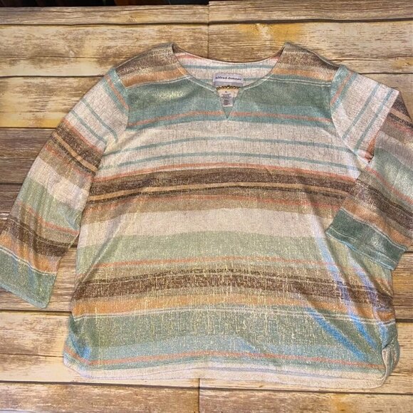 Alfred Dunner Sweater. Lightweight, multi-pastel colored, 3/4 sleeve-Size PL - Picture 1 of 7